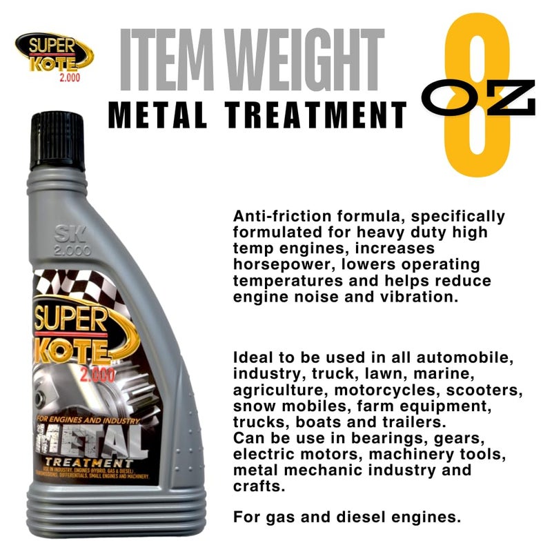 Superkote 2000 Engine Treatment SUPERKOTE 2000 / Metal Treatment/Super Lubricant/Heavy Duty/Anti Friction/Engine Metal Treatment/Lube/EP/Automotive/Cars / 8oz - Image 3